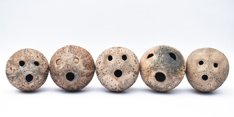 coconut shell emoticons with various emotions, Different mood concept.