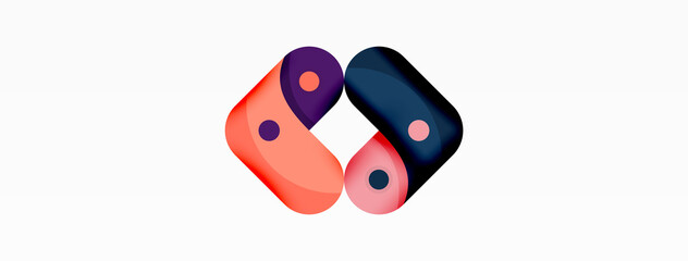 Creative geometric wallpaper. Round arrow shape minimal geometric background. Techno business template for wallpaper, banner, background or landing