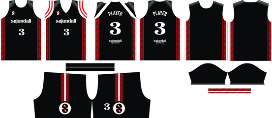 sportwear Jersey pattern for Sport t-shirt, Soccer, Football, E-sport jersey mockup for sportwear, front and back view uniform