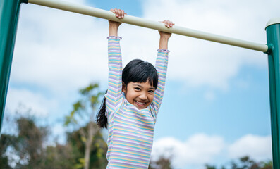 Fototapeta premium girls exercising in the playground.