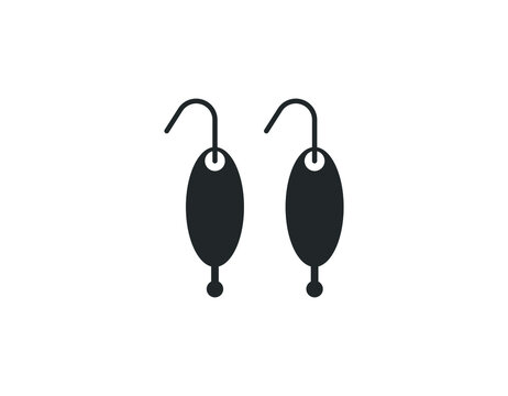 Jewelry earrings. Vector flat icon of luxury bijou ear pendants.