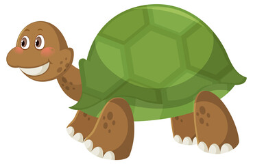 Cute simple turtle cartoon on white background