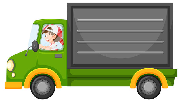 Delivery truck in cartoon style