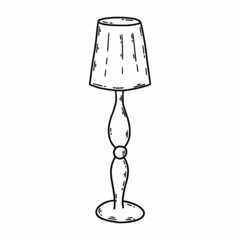 Outdoor lamp. Furniture for house. Interior items. Vector doodle illustration. Floor lamp.