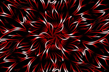 seamless red and white caleidoscope gradient flower and leaf line art pattern of indonesian culture traditional tenun batik ethnic dayak ornament for wallpaper ads background 