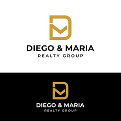 D M DM MD Letter Monogram Initial  Logo Design Template. Suitable for General Fashion Jewelry Realtor Construction Finance Company Business Corporate Shop Apparel in Simple Modern Style Logo Design.