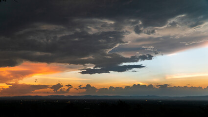 colorful dramatic sky with cloud at sunset.beautiful sky with clouds background