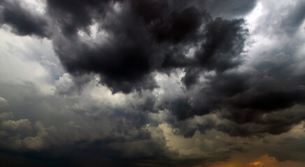 Obraz premium Storm clouds with the rain. Nature Environment Dark huge cloud sky black stormy cloud