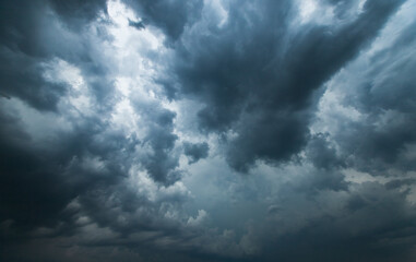Storm clouds with the rain. Nature Environment Dark huge cloud sky black stormy cloud