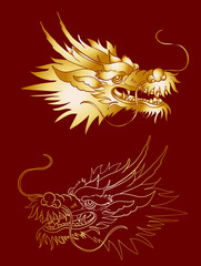 Japanese dragon tattoo isolated on white background.illustration of asia dragon for printing.Dragon Chinese character.Symbol of asia.Vector art design for coloring book and T-shirt.