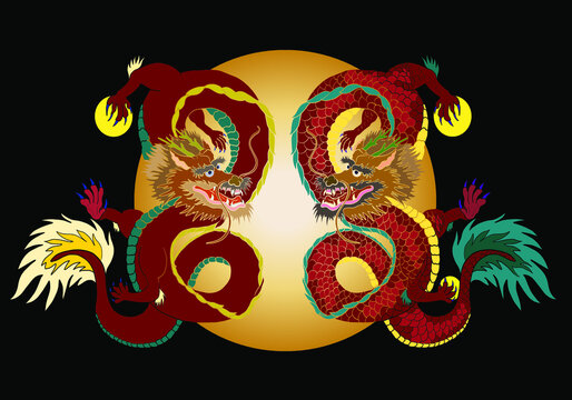 recommend clip art: Japanese dragon tattoo isolated on white background.illustration of asia dragon for printing.Dragon Chinese character.Symbol of asia.Vector art design for coloring book and T-shirt.