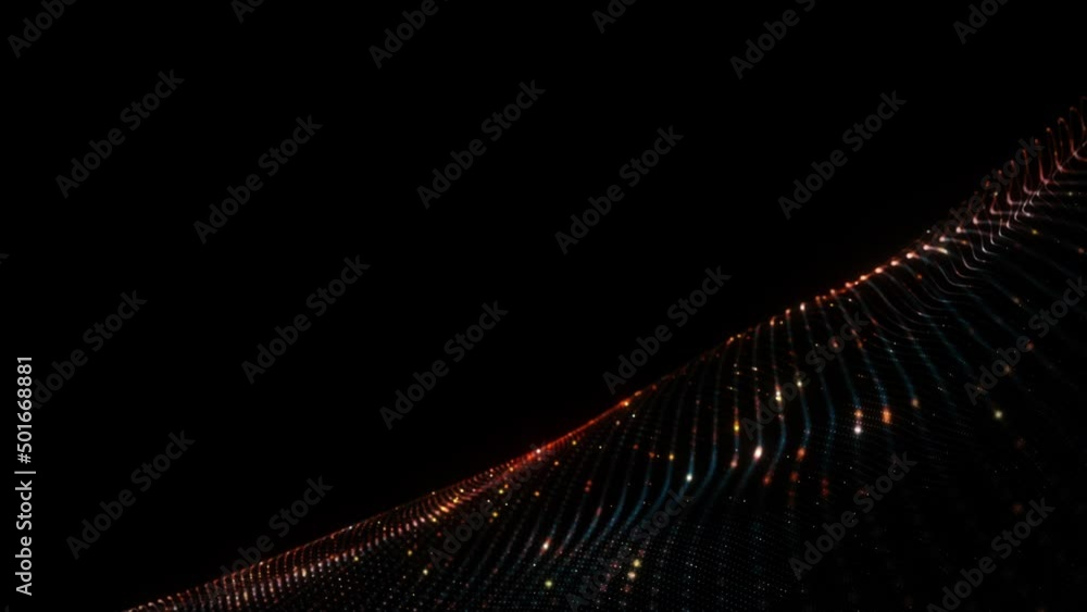 Aufkleber abstract seamless loop of mesh glowing dot digital luxurious sparkling wave particles flow backgroun