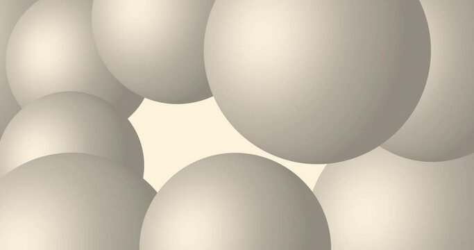 White 3d spheres. Clean abstract background. Light and simple geometric texture concept. Seamless loop.
