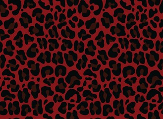 
Leopard print vector seamless pattern on red background, chic fashion design.