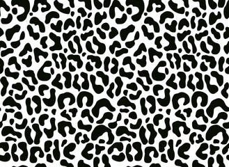 Abstract seamless pattern of animal skin leopard. Black and white camouflage background