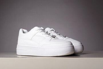 white sneakers. fashion shoes still life