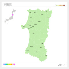 秋田県の地図・Akita Map