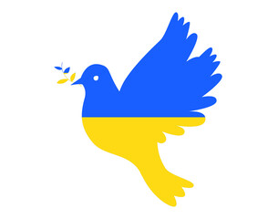 Ukraine Flag dove of peace Symbol Emblem Abstract National Europe Vector illustration Design