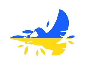 Dove Of Peace Ukraine Flag Vector Emblem Design Symbol Abstract National Europe illustration