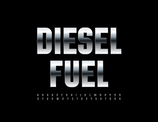 Vector industrial design Diesel Fuel. Modern chrome Font. Metallic set of Alphabet Letters and Numbers