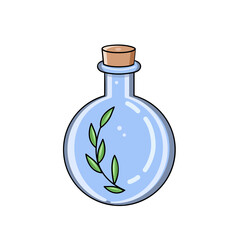 Witch Potion. Vector flat illustration isolated on white background. Sticker, icon,  outline.
