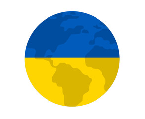 Ukraine Emblem World Map Flag National Europe Abstract Symbol Vector illustration Design