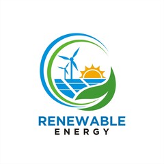 Fototapeta na wymiar Renewable energy logo design or icon vector and illustration