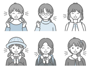 喜ぶ小学生女子の上半身セット