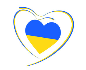 Ukraine Flag Heart Ribbon Emblem National Europe Abstract Symbol Vector illustration Design