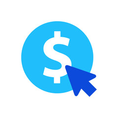 Pay per click icon vector graphic illustration in blue