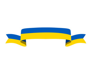 Ukraine Flag Ribbon Emblem National Europe Design Symbol Vector Abstract illustration