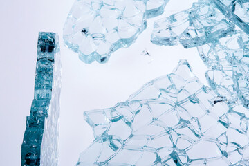 gesplittertes Glas, Sicherheitsglas, Splitter.