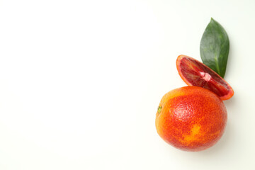 Concept of citrus with red orange, space for text