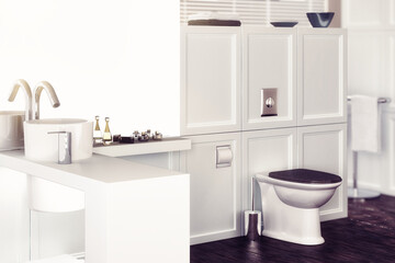 Fototapeta na wymiar Classical Interior Design of a Bathroom - 3D Visualization