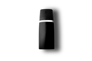Deodorant, antiperspirant cylindryc can black mockup isolated on white background, spray, bottle. 3d rendering.
