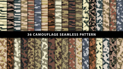 Collection military and army camouflage seamless pattern