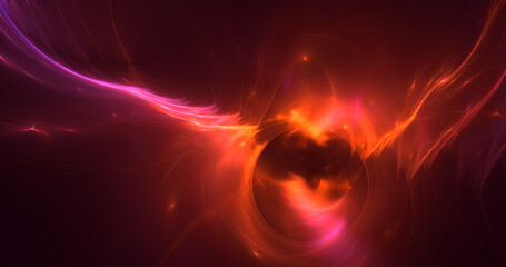 3D rendering abstract multicolor technology fractal light background