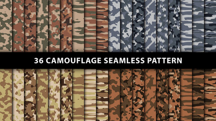 Collection military and army camouflage seamless pattern