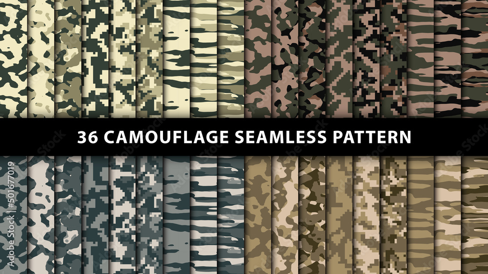 Wall mural collection military and army camouflage seamless pattern - Wall murals