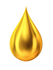 Golden drop isolated on white. Clipping path included