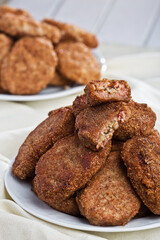Fried cutlets with pork, Ukrainian cuisine. Photo of food on a white background