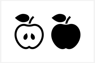 Doodle apple with leaf isolated. Stencil fruit. Nature food. Vector stock illustration. EPS 10
