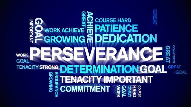 Perseverance Animated tag word cloud;text design animation kinetic typography seamless loop.