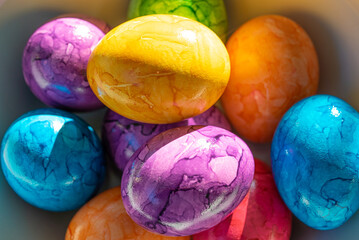 Nest of colorful Easter eggs