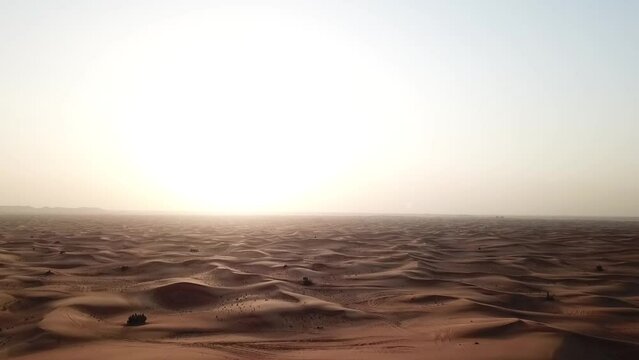 Sunset in Dubai desert - drone footage