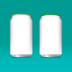 Realistic white can on colour background