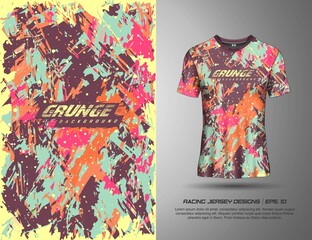 Jersey with grunge background for racing, soccer, cycling, leggings, gaming and sport livery.
