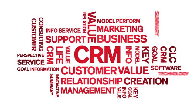 CRM animated tag word cloud;text design animation kinetic typography seamless loop.
