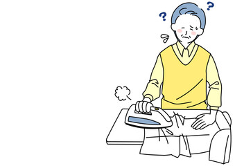 上手にアイロンがけができないシニア男性