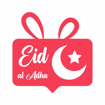 Eid al adha caption and isolated on reminder box with rabbit ear graphic element vector image.
